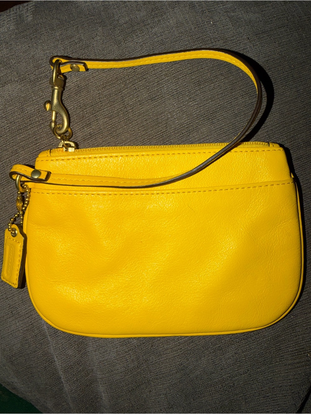 Coach Yellow Leather Wristlet Pouch